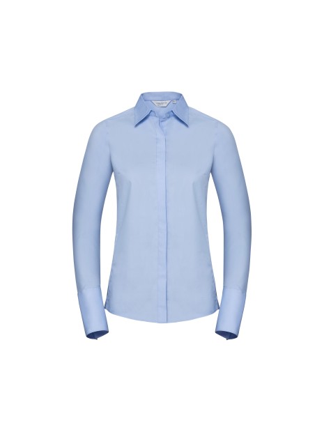 RUSSELL Chemise femme manches longues Ultimate stretch bleu ciel brillant personnalisable