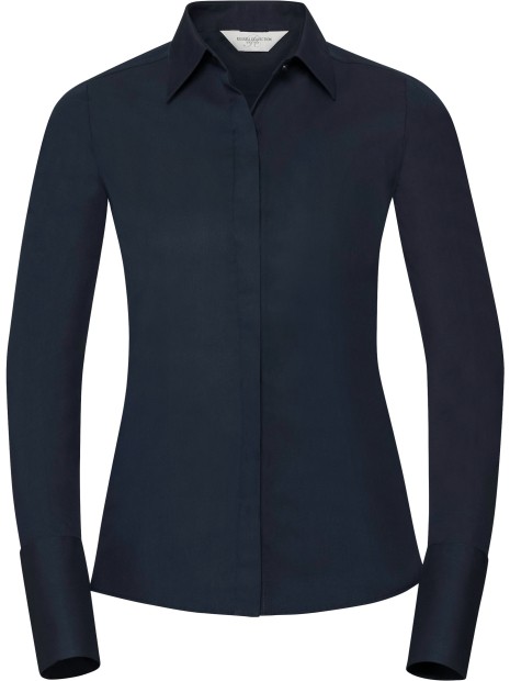 RUSSELL Chemise femme manches longues Ultimate stretch bright navy personnalisable