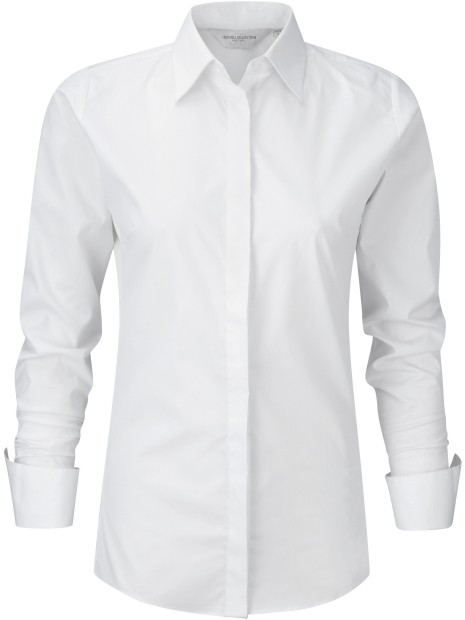 RUSSELL Chemise femme manches longues Ultimate stretch blanc personnalisable
