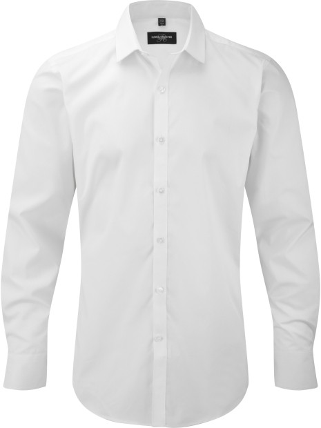 RUSSELL Chemise homme manches longues Ultimate stretch blanc personnalisable