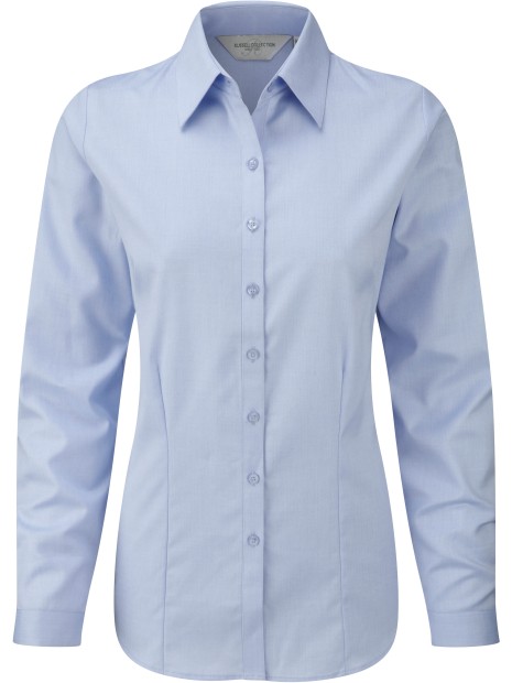 RUSSELL Chemise femme manche longues à chevrons bleu clair personnalisable