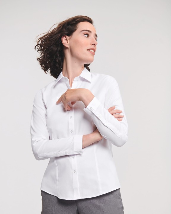 RUSSELL Ladies Long Sleeve Herringbone Shirt Hemd personalisierbar