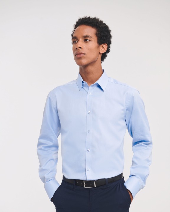 RUSSELL Men's Long Sleeve Herringbone Shirt Hemd personalisierbar
