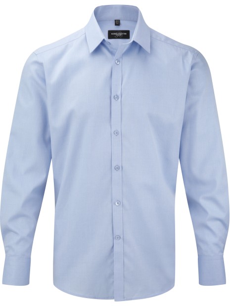 RUSSELL Chemise homme manche longues à chevrons bleu clair personnalisable