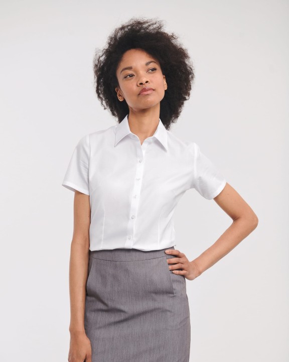 Hemd RUSSELL Ladies Short Sleeve Herringbone Shirt voor bedrukking &amp; borduring