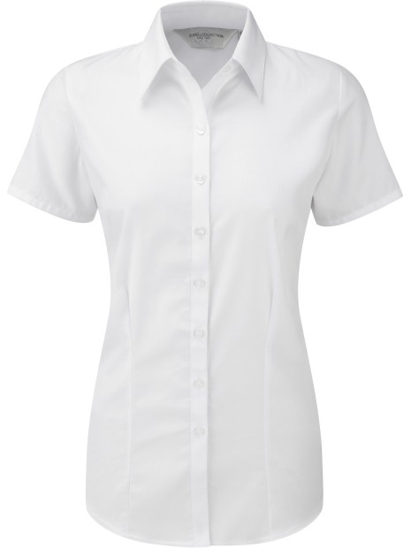 RUSSELL Chemise femme manche courtes à chevrons blanc personnalisable