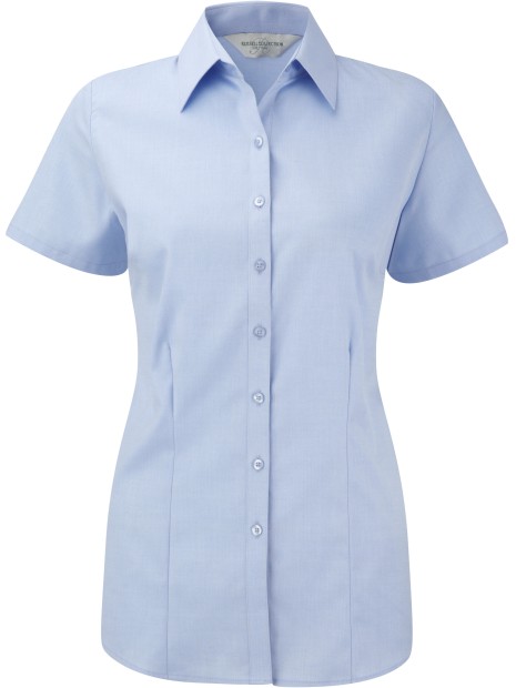 RUSSELL Chemise femme manche courtes à chevrons bleu clair personnalisable