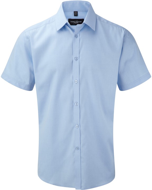 RUSSELL Men''s Short Sleeve Herringbone Shirt Hemd personalisierbar