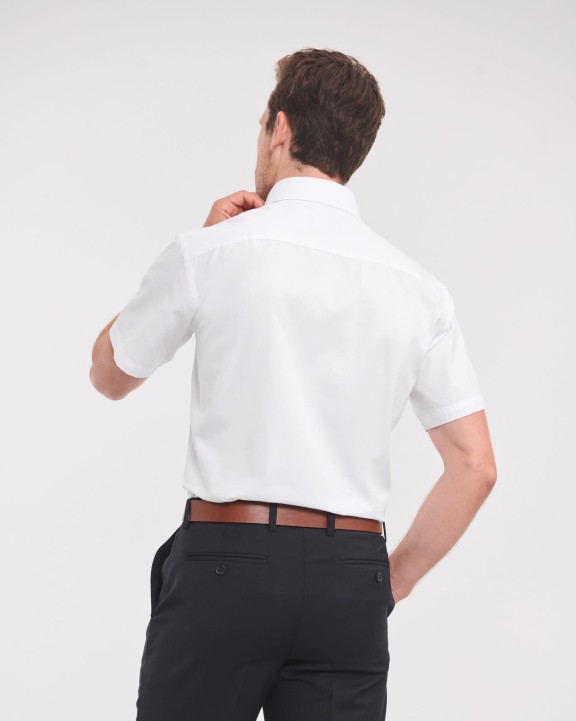 RUSSELL Men''s Short Sleeve Herringbone Shirt Hemd personalisierbar