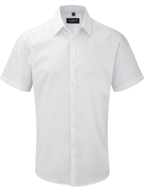 RUSSELL Chemise homme manche courtes à chevrons blanc personnalisable