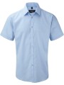 RUSSELL Chemise homme manche courtes à chevrons bleu clair personnalisable