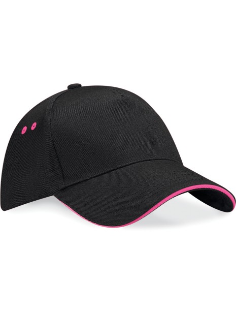 BEECHFIELD Casquette homme Ultimate à 5 panneaux sandwich contrasté BLACK/FUCHSIA personnalisable