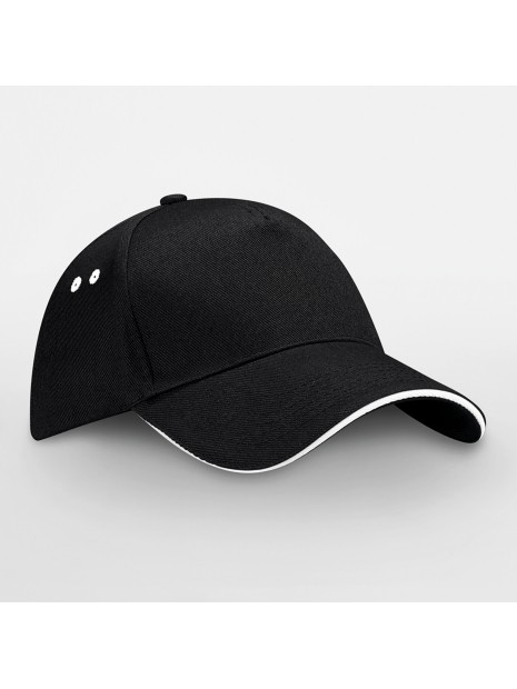 BEECHFIELD Casquette homme Ultimate à 5 panneaux sandwich contrasté black / white personnalisable