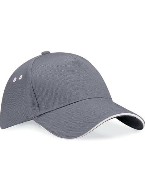 BEECHFIELD Casquette homme Ultimate à 5 panneaux sandwich contrasté gris graphite / gris huitre personnalisable