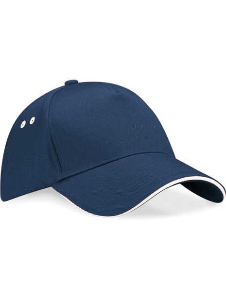 BEECHFIELD Casquette homme Ultimate à 5 panneaux sandwich contrasté FRENCH NAVY/PUTTY personnalisable