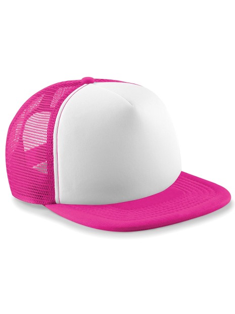 BEECHFIELD JUNIOR VINTAGE SNAPBACK TRUCKER fuchsia / blanc personnalisable