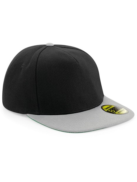 BEECHFIELD ORIGINAL FLAT PEAK SNAPBACK noir/gris clair personnalisable