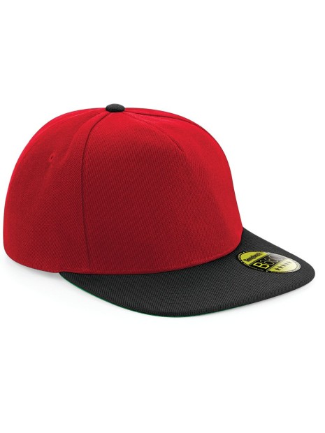 BEECHFIELD ORIGINAL FLAT PEAK SNAPBACK rouge classique/noir personnalisable