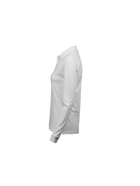 TEE JAYS LADIES LUXURY STRETCH LONG SLEEVE POLO blanc personnalisable