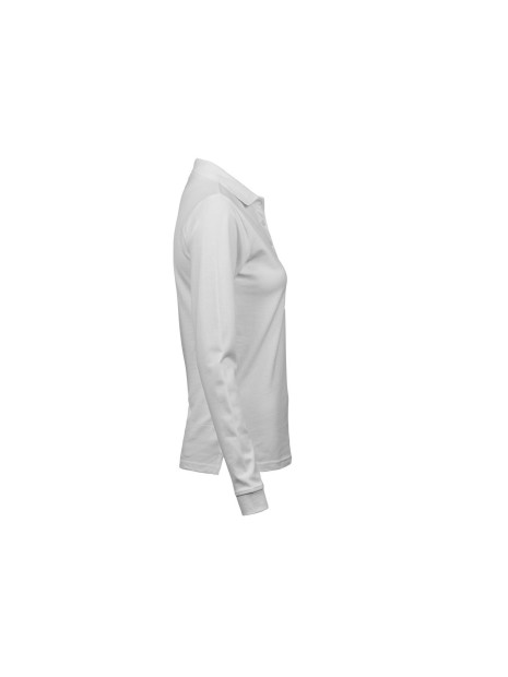 TEE JAYS LADIES LUXURY STRETCH LONG SLEEVE POLO blanc personnalisable