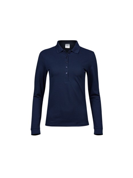 TEE JAYS LADIES LUXURY STRETCH LONG SLEEVE POLO bleu marine personnalisable