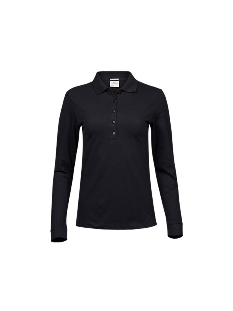 TEE JAYS LADIES LUXURY STRETCH LONG SLEEVE POLO noir personnalisable