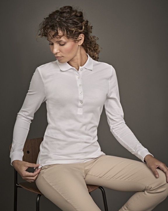 TEE JAYS LADIES LUXURY STRETCH LONG SLEEVE POLO Poloshirt personalisierbar