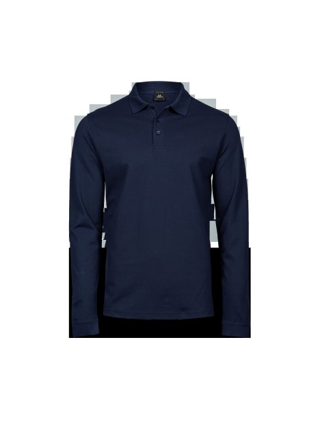 TEE JAYS LUXURY STRETCH LONG SLEEVE POLO bleu marine personnalisable
