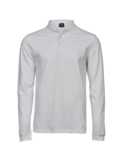 TEE JAYS LUXURY STRETCH LONG SLEEVE POLO blanc personnalisable