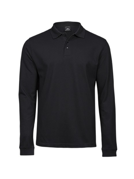 TEE JAYS LUXURY STRETCH LONG SLEEVE POLO noir personnalisable
