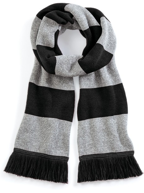 BEECHFIELD Écharpe rayée Stadium noir/heather grey personnalisable