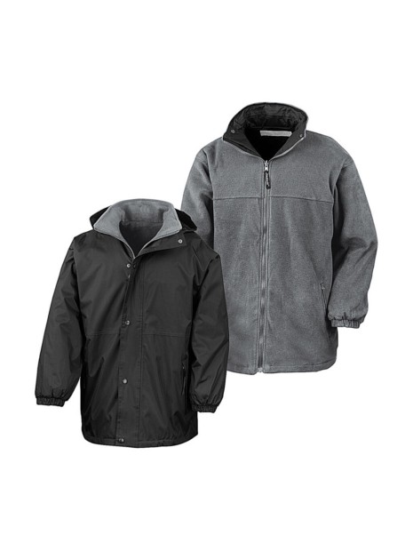 RESULT Junior Reversible Stormproof Jacket noir/gris personnalisable