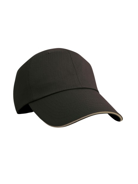 RESULT Herringbone Cap noir/tan personnalisable