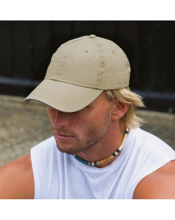 Casquette personnalisable RESULT Casquette coton fine ligne lavé avec visière sandwich