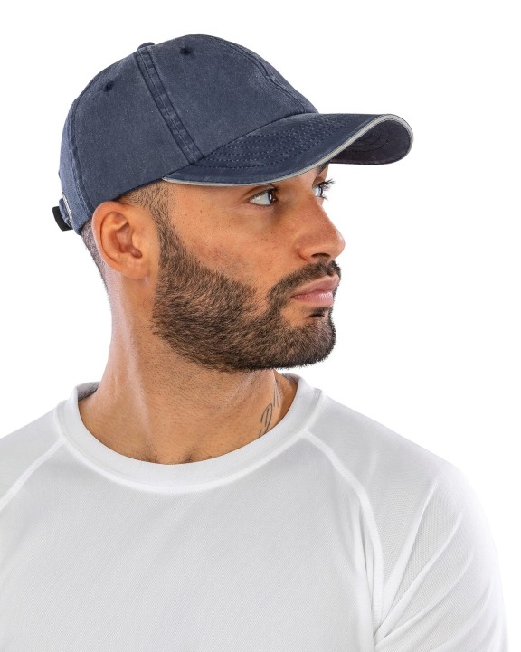 Casquette personnalisable RESULT Casquette coton fine ligne lavé avec visière sandwich
