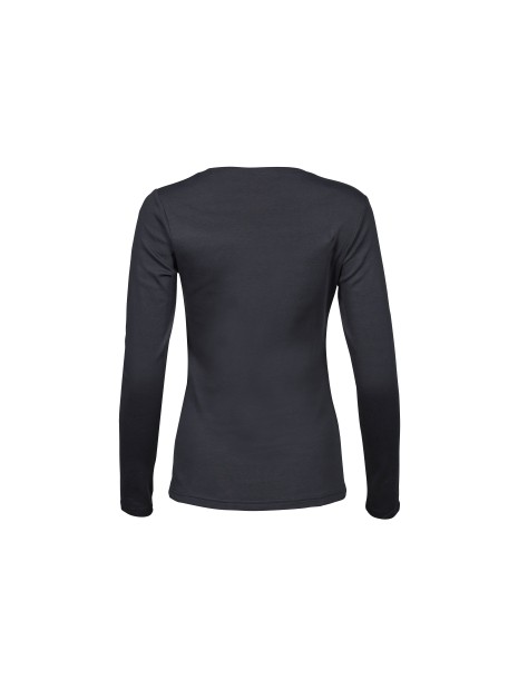 TEE JAYS LADIES LONG SLEEVE INTERLOCK TEE dark grey personnalisable