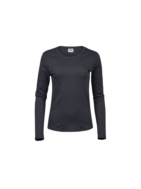 TEE JAYS LADIES LONG SLEEVE INTERLOCK TEE dark grey personnalisable