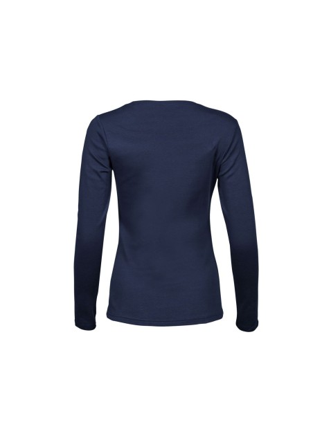 TEE JAYS LADIES LONG SLEEVE INTERLOCK TEE bleu marine personnalisable