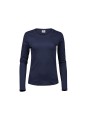 TEE JAYS LADIES LONG SLEEVE INTERLOCK TEE bleu marine personnalisable