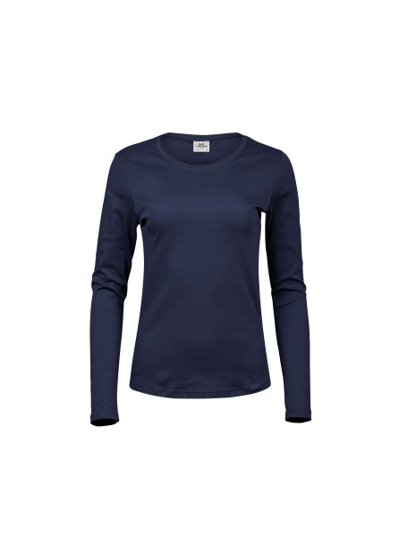 TEE JAYS LADIES LONG SLEEVE INTERLOCK TEE bleu marine personnalisable