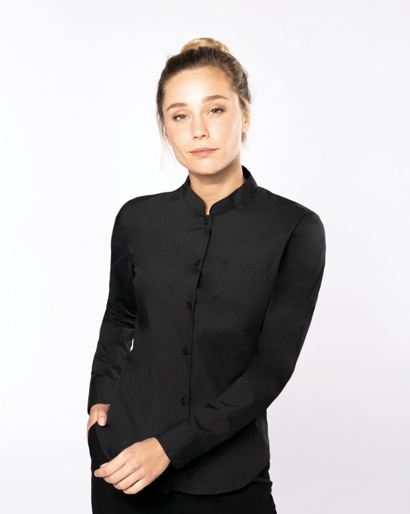 Hemd KARIBAN Damesblouse met "Mao" kraag lange mouwen voor bedrukking &amp; borduring