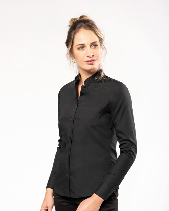 Hemd KARIBAN Damesblouse met "Mao" kraag lange mouwen voor bedrukking &amp; borduring