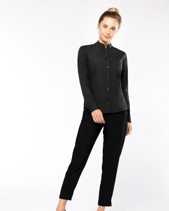 Hemd KARIBAN Damesblouse met "Mao" kraag lange mouwen voor bedrukking &amp; borduring