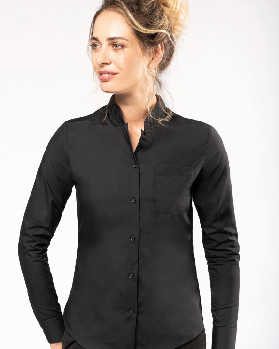 Hemd KARIBAN Damesblouse met "Mao" kraag lange mouwen voor bedrukking &amp; borduring
