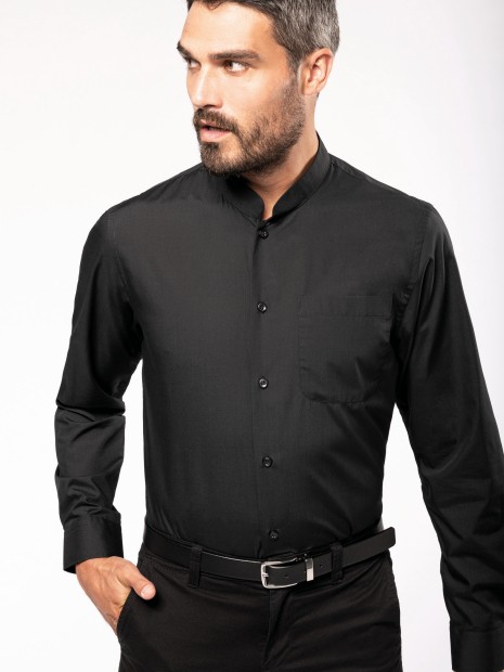 Chemises à personnaliser KARIBAN Chemise col mao manches longues 