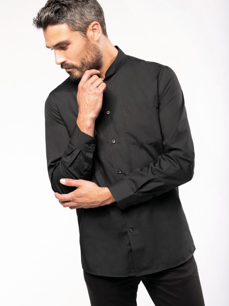 Chemises à personnaliser KARIBAN Chemise col mao manches longues 