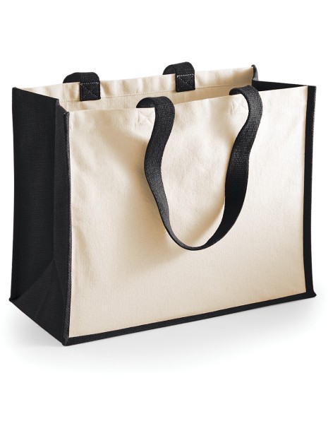 WESTFORDMILL Sac cabas classique en jute noir personnalisable