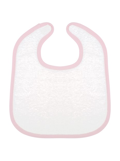 KARIBAN Bavoir éponge bébé blanc/rose personnalisable
