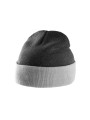 K-UP Bonnet bicolore avec revers gris foncé/gris clair personnalisable