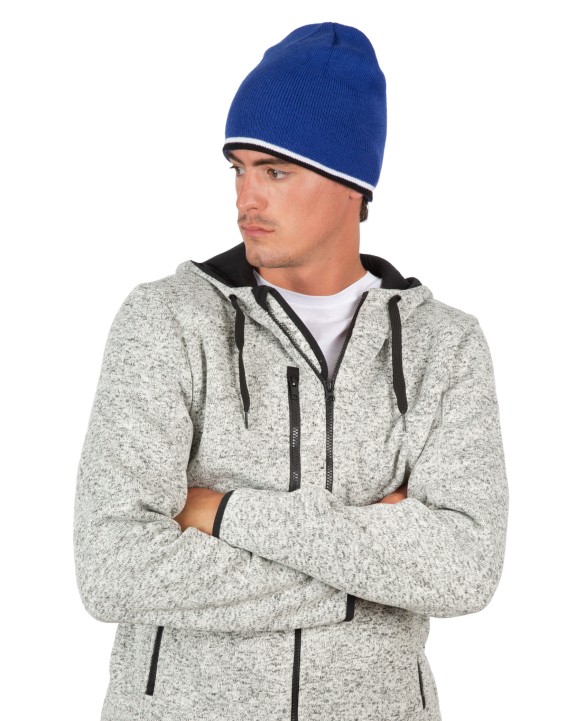 K-UP Beanie Mütze mit Kontrastrand Mütze, Schal & Handschuh personalisierbar